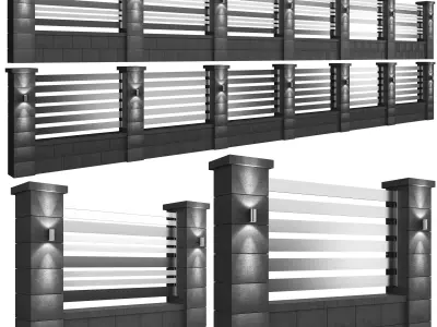 Modern black fence 3D model