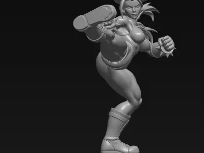 High Poly Street Fighter Cammy White 3D STL File 3D print model
