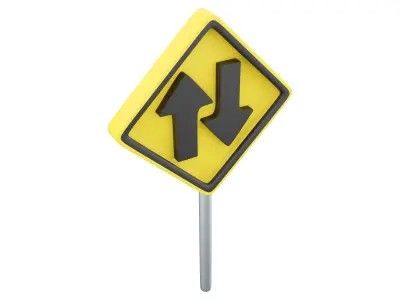  3d Turn left ahead sign  cartoon icon 3D model