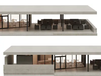 Cafe  Restaurant with a terrace 1 3D model