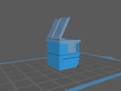 Dumpster with Swinging Top Lid and Sliding Side Doors Free 3D print model