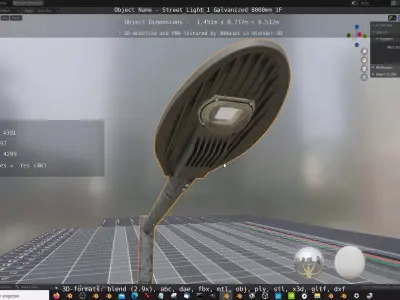 Street Light 1 Galvanized 8000mm 1F Low-poly 3D model