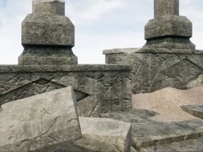 Ancient colonnade Low-poly 3D model