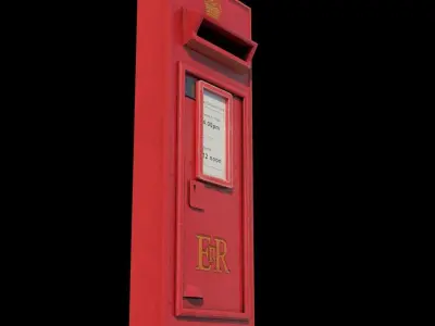 Red post office box Low-poly 3D model