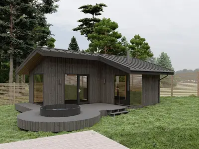 Sauna with a Terrace and Hot Tub 3D model