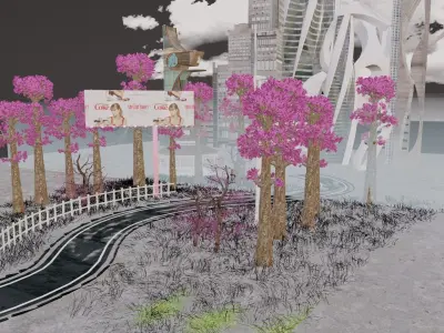 blender futuristic city scene 3D model