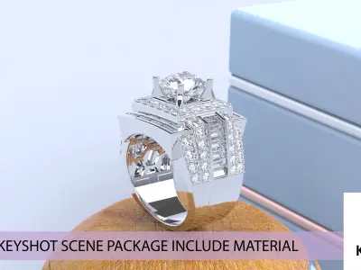 Jewelry Rendering Scenes - K002 - white gold with marble 3D model