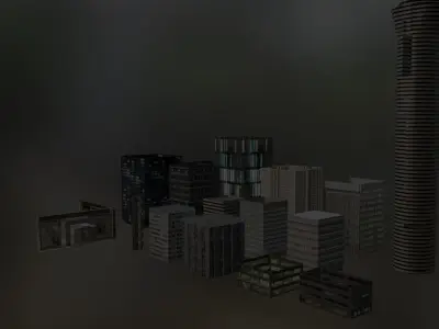 City Buildings 14 Pack - WIP BETA Low-poly 3D model