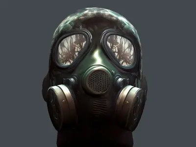 Gas mask helmet 3d model military combat fantasy cyborg  Low-poly 3D model