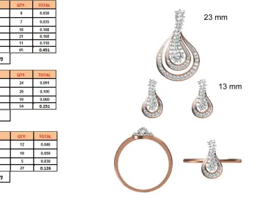 Light wt Ring Earrings Pendant set stl jcd 1-render details 3D print model 52