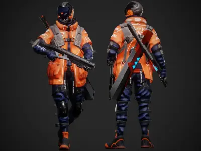 Cyberpunk Bled Robot Low-poly 3D model