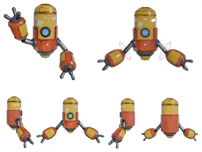 Fully rigged bot Low-poly 3D model