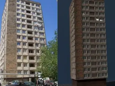 Badalyan plan of 14-storey panel building Low-poly 3D model