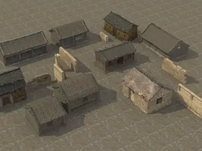 Old houses Low-poly 3D model get