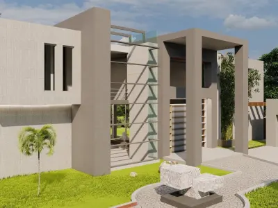 Casa Scene-villa-modern house 3D model 98
