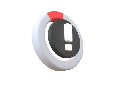 Battery Circle with Exclamation Mark Symbol v1 012 Low-poly 3D model