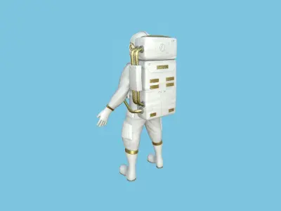 Astronaut Outfit 07 - White Gold - Character Design Fashion Low-poly 3D model