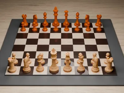 Wooden Chess Low-poly 3D model