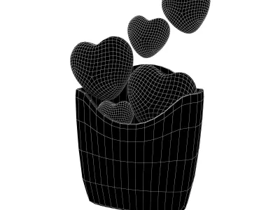 Heart French Fries Packaging Icon v1 005 Low-poly 3D model