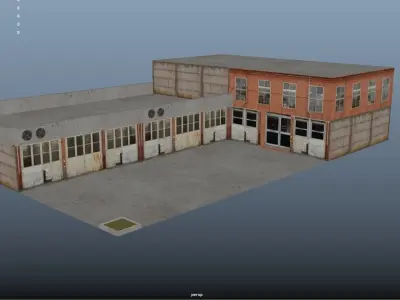 Low Poly Buildings warehouse Free low-poly 3D model