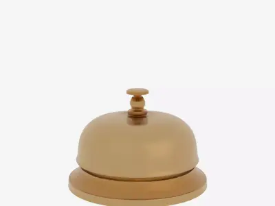 Detailed 3D Brass Bank Counter Bell Push Button and Weighted 3D model