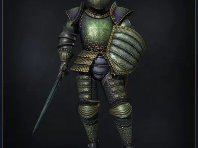 Heavy Armored Knight Light Version Low-poly 3D model