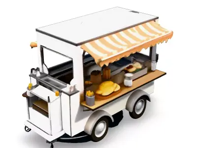Realistic Food Truck 3D Model Low-poly 3D model