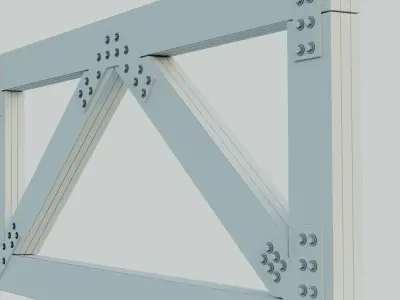 Set of wooden trusses with parallel belts Low-poly 3D model