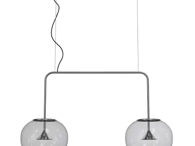 ALIVE pendant light with two glass globes hanging from it 3D model