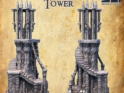 Chaos Torture Tower Tabletop Terrain 28 MM 3D print model