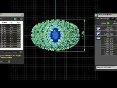 Oval Sapphire Diamond Abstract Ring  3D print model