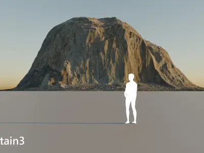 Three Rocky Grey Mountains Landscape 3D model