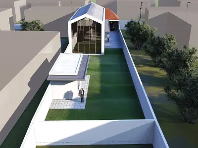 Modern 2 Floor House 23x6m on 46x10m Lot SketchUp Lumion 3D model