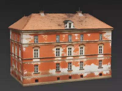 Weathered European Brick Estate House 3D Model Low-poly 3D model