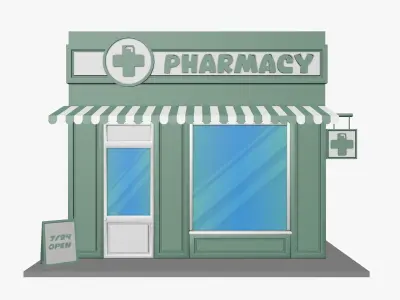 Cartoon Pharmacy Low-poly 3D model