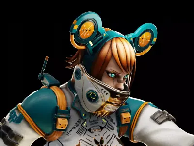 Cyberpunk Girl Low-poly 3D model