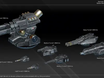 GSN Spaceship Tannenberg Class Battleship Low-poly 3D model