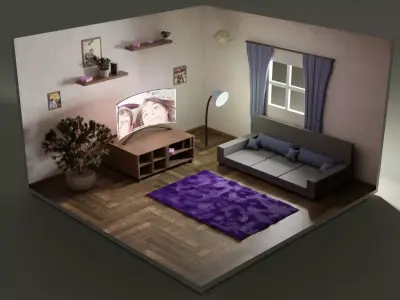  cozy living room 3D model