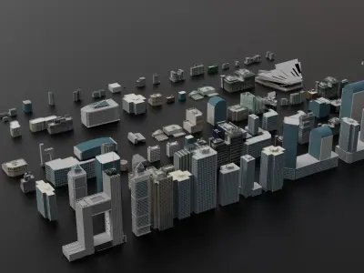 Complete City Pack Building - House Collection Low-poly 3D model