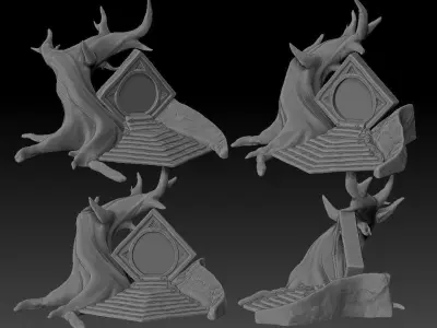 Portal - PBR Game Ready door with fire in it Low-poly 3D model