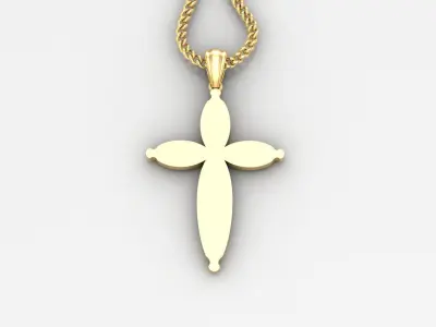 Light Gold 18K Cross Pendant 1CP076 3D print model