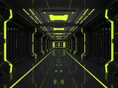 SCI FI INTERIOR SCENE SPACE SHIP CORRIDOR Low-poly 3D model
