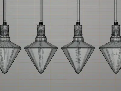 Diamond Bulb 4 types LED-twisted-Incandescent-Edison 3D model