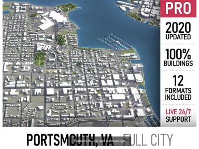 Virginia Beach - Norfolk - Newport News Metropolitan Area 3D Model Pack