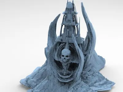Scull Skeletor Sci fi architecture Tower 3D model