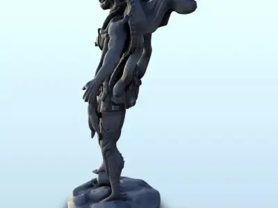 Four-handed alien with tentacules 3 - Future Sci-Fi SF Post apoc 3D print model