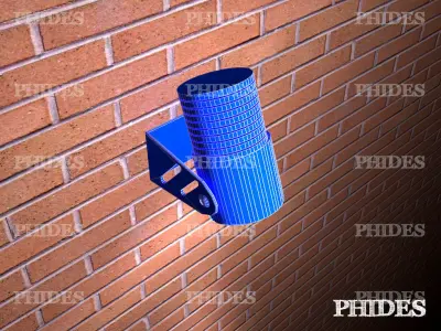 Spotlight 1 stainless steel wall light on brick wall Free 3D model