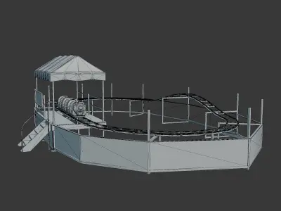 Abandoned Clown Roller Coaster Low-poly 3D model