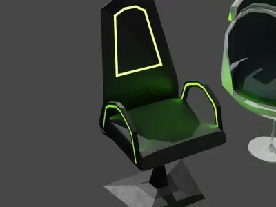 Set chairs futuristic furniture Low-poly 3D model