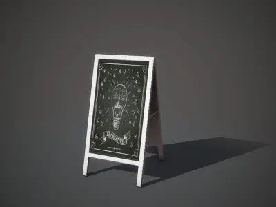Wooden Banner Low-poly 3D model